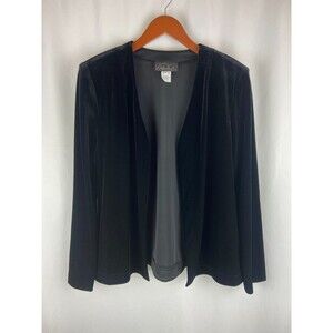 VTG Alex Evenings Women's XL Black Velvet Open Front Dressy Formal Elegant Party